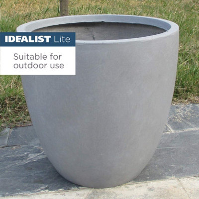 IDEALIST™ 46cm Round Planter, Grey Reinforced Stone Garden Planter, Outdoor Plant Pot D46 H45 cm, 75L
