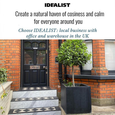 IDEALIST™ 50cm Large Square Planter, Dark Grey Reinforced Stone Flower Box Garden Planter, Outdoor Large Plant Pot