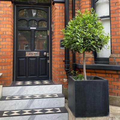 IDEALIST™ 50cm Large Square Planter, Dark Grey Reinforced Stone Flower Box Garden Planter, Outdoor Large Plant Pot