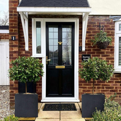 IDEALIST™ 50cm Large Square Planter, Dark Grey Reinforced Stone Flower Box Garden Planter, Outdoor Large Plant Pot