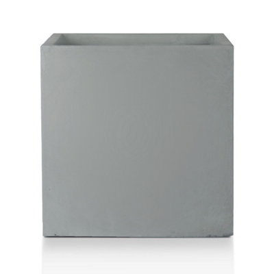 IDEALIST™ 50cm Large Square Planter for Trees, Grey Reinforced Stone Outdoor Plant Pot, Flower Box Garden Planter