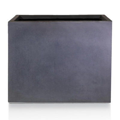 IDEALIST 50cm Tall Garden Trough, Dark Grey Concrete Effect Rectangular Planter, Outdoor Large Plant Pot H50 L60 W30 cm, 91L