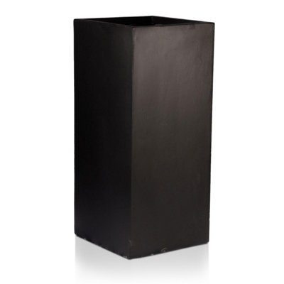 IDEALIST™ 50cm Tall Planter, Black Reinforced Stone Garden Planter, Small Outdoor Plant Pot L21 W21 H50 cm, 22L