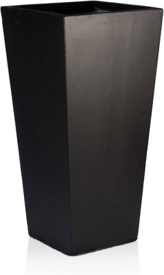 IDEALIST™ 50cm Tall Planter, Black Reinforced Stone Tapered Garden Planter, Outdoor Small Plant Pot L24 W24 H50 cm, 30L