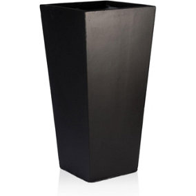 IDEALIST™ 50cm Tall Planter, Black Reinforced Stone Tapered Garden Planter, Outdoor Small Plant Pot L24 W24 H50 cm, 30L