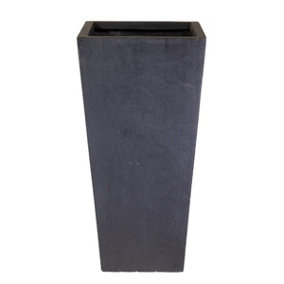 IDEALIST™ 50cm Tall Planter, Dark Grey Reinforced Stone Tapered Garden Planter, Outdoor Small Plant Pot L24 W24 H50 cm, 30L