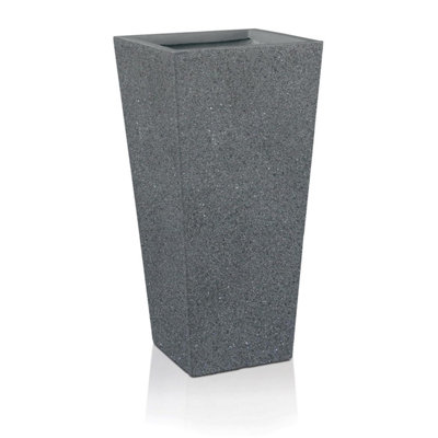 IDEALIST™ 50cm Tall Planter, Grey Reinforced Stone Tapered Garden Planter, Outdoor Small Plant Pot L24 W24 H51 cm, 30L