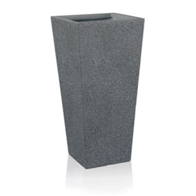 IDEALIST™ 50cm Tall Planter, Grey Reinforced Stone Tapered Garden Planter, Outdoor Small Plant Pot L24 W24 H51 cm, 30L