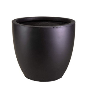 IDEALIST™ 56cm Round Planter, Black Reinforced Stone Garden Planter, Outdoor Large Plant Pot D56 H52 cm, 128L