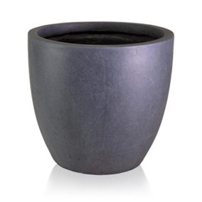 IDEALIST™ 56cm Round Planter, Dark Grey Reinforced Stone Garden Planter, Outdoor Large Plant Pot D56 H52 cm, 128L