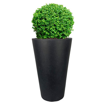 IDEALIST™ 57cm Tall Planter, Dark Grey Reinforced Stone Round Garden Planter, Outdoor Large Plant Pot D41 H57, 75L