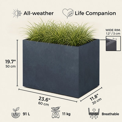IDEALIST™ 60cm Garden Trough, Slate Grey Reinforced Stone Tall ...