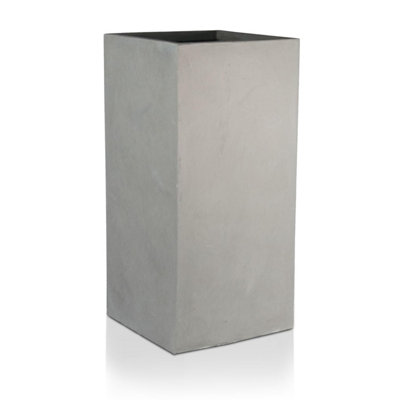 IDEALIST�™ 60cm Tall Planter, Grey Reinforced Stone Garden Planter, Outdoor Large Plant Pot L27 W27 H60 cm, 44L