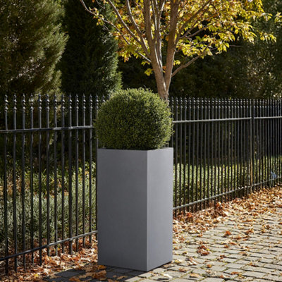 IDEALIST 60cm Tall Planter, Slate Grey Reinforced Stone Garden Planter,  Outdoor Large Plant Pot L27