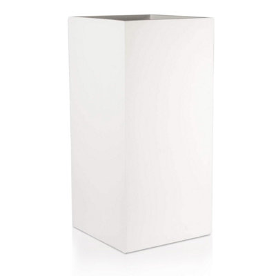 IDEALIST™ 60cm Tall Planter, White Reinforced Stone Garden Planter, Outdoor Large Plant Pot L27 W27 H60 cm, 44L