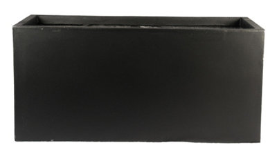 IDEALIST™ 60cm Trough Garden Planter, Black Reinforced Stone Rectangular Planter, Outdoor Large Plant Pot L60 W30 H30 cm, 54L