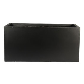 IDEALIST™ 60cm Trough Garden Planter, Black Reinforced Stone Rectangular Planter, Outdoor Large Plant Pot L60 W30 H30 cm, 54L