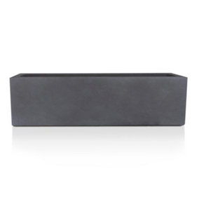 IDEALIST™ 60cm Window Box Garden Planter, Dark Grey Reinforced Stone Windowsill Planter, Outdoor Large Plant Pot L60 W17 H17 cm