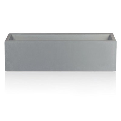 IDEALIST™ 60cm Window Box Garden Planter, Grey Reinforced Stone Windowsill Planter, Outdoor Large Plant Pot L60 W17 H17 cm