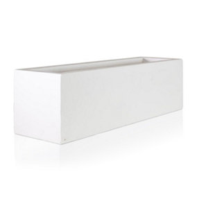 IDEALIST™ 60cm Window Box Garden Planter, White Reinforced Stone Windowsill Planter, Outdoor Large Plant Pot L60 W17 H17 cm, 18L