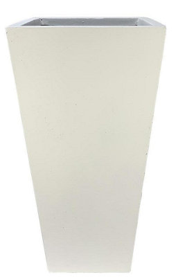 IDEALIST™ 65cm Tall Planter, White Reinforced Stone Tapered Garden Planter, Outdoor Large Plant Pot L32 W32 H65 cm, 67L