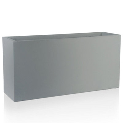 IDEALIST™ 65cm Trough Garden Planter, Grey Reinforced Stone Rectangular Planter, Outdoor Large Plant Pot H30 L65 W19 cm, 37L