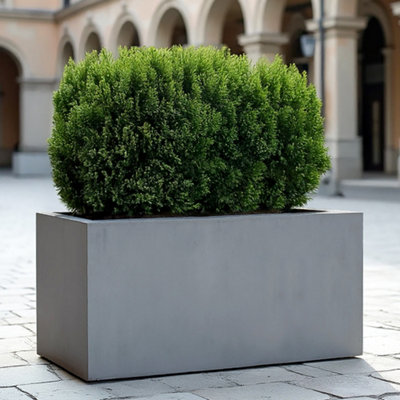 IDEALIST™ 65cm Trough Garden Planter, Grey Reinforced Stone Rectangular Planter, Outdoor Large Plant Pot H30 L65 W19 cm, 37L