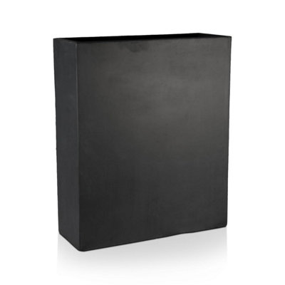 IDEALIST™ 72cm Tall Trough Garden Planter, Dark Grey Reinforced Stone Rectangular Planter, Outdoor Large Plant Pot H72 L60 W22 cm