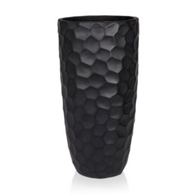 IDEALIST 77cm Tall Planter, Mosaic Black Reinforced Stone Vase Round Planter, Outdoor Large Plant Pot D41 H77 cm, 104L