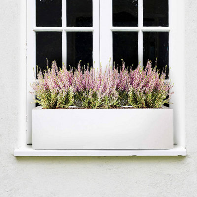 IDEALIST 80cm Planter, White Reinforced Stone Garden Window Box, Windowsill  Planter, Outdoor Plant Pot L80