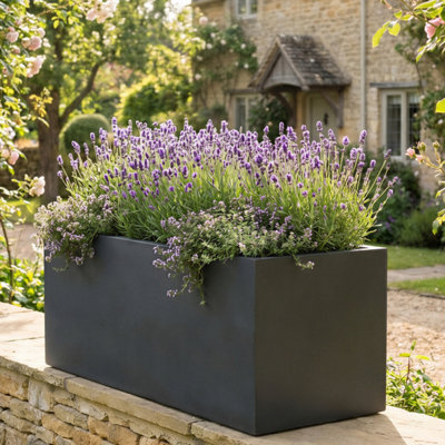IDEALIST™ 80cm Trough Garden Planter, Dark Grey Reinforced Stone ...