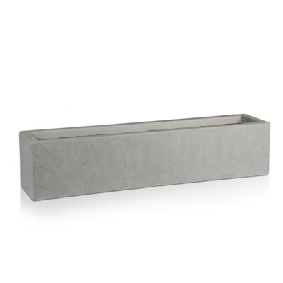 IDEALIST™ 80cm Window Box, Windowsill Garden Planter, Grey Reinforced Stone Outdoor Plant Pot L80 W17 H17 cm, 24L