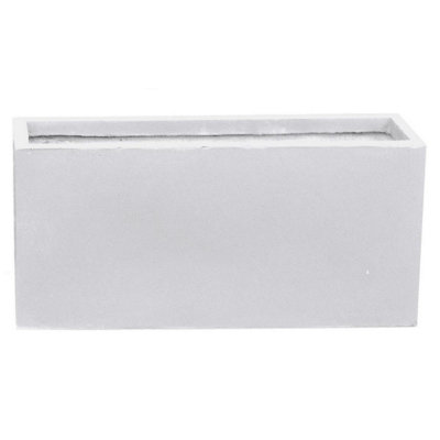 IDEALIST™ 85cm Trough Garden Planter, White Reinforced Stone Outdoor Large Plant Pot L85 W26 H41 cm, 91L