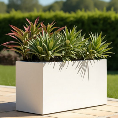 IDEALIST™ 85cm Trough Garden Planter, White Reinforced Stone