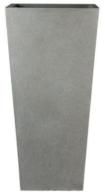 IDEALIST 89cm Tall Planter, Grey Reinforced Stone Tapered Garden Planter, Large Outdoor Plants Pots L43 W43 H89 cm, 127L