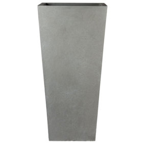 IDEALIST 89cm Tall Planter, Grey Reinforced Stone Tapered Garden Planter, Large Outdoor Plants Pots L43 W43 H89 cm, 127L