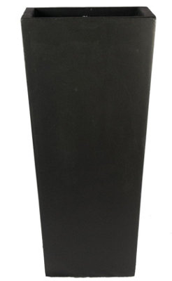IDEALIST Black Light Concrete Garden Tall Planter, Outdoor Plant Pot with Tapered Shape H65 L32 W32 cm, 67L