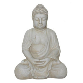 IDEALIST Buddha Sitting in Mediation Beige Indoor and Outdoor Statue L21.5 W17.5 H30.5 cm