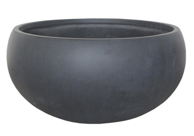 IDEALIST Classic Smooth Black Garden Bowl Planter, Outdoor Plant Pot ...