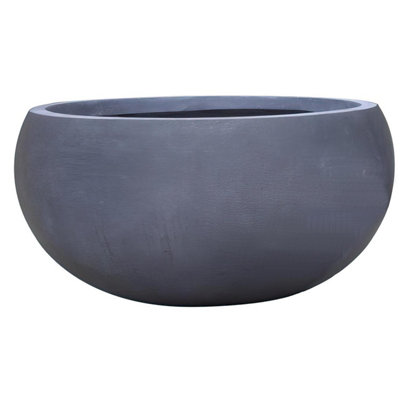 IDEALIST Classic Smooth Dark Grey Garden Bowl Planter, Outdoor Plant Pot D30.5 H14 cm, 10L DIY