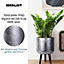 IDEALIST Concrete Effect Silver Round Planter with Legs, Round Indoor Plant Pot Stand for Indoor Plants D30 H43 cm, 16L