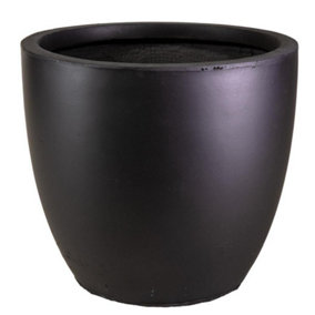 IDEALIST Contemporary Black Light Concrete Egg Garden Round Planter Large, Outdoor Plant Pot D35 H32 cm, 31L
