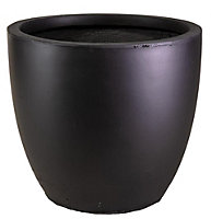 IDEALIST Contemporary Black Light Concrete Egg Garden Round Planter Large, Outdoor Plant Pot D46 H45 cm, 75L