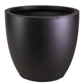 IDEALIST Contemporary Black Light Concrete Egg Garden Round Planter Large, Outdoor Plant Pot D56 H52 cm, 128L