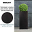 IDEALIST Contemporary Black Light Concrete Garden Tall Square Planter, Outdoor Plant Pot H50 L21 W21 cm, 22L