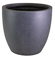 IDEALIST Contemporary Dark Grey Washed Light Concrete Egg Garden Round Planter Large, Outdoor Plant Pot D35 H32 cm, 31L