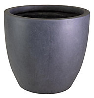 IDEALIST Contemporary Dark Grey Washed Light Concrete Egg Garden Round Planter Large, Outdoor Plant Pot D56 H52 cm, 128L