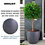 IDEALIST Contemporary Dark Grey Washed Light Concrete Egg Garden Round Planter Large, Outdoor Plant Pot D56 H52 cm, 128L