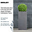 IDEALIST Contemporary Faux Lead Dark Grey Light Concrete Garden Tall Square Planter, Outdoor Plant Pot H50 L21 W21 cm, 22L