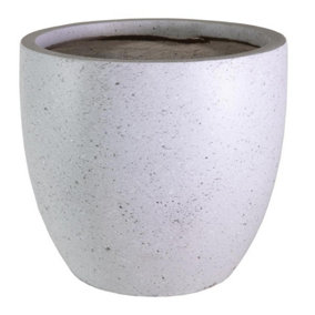 IDEALIST Contemporary Grey Marble Light Concrete Egg Garden Round Planter Large, Outdoor Plant Pot D35 H32 cm, 31L
